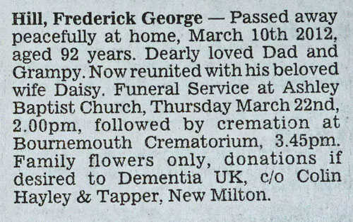 Fred Death Notice